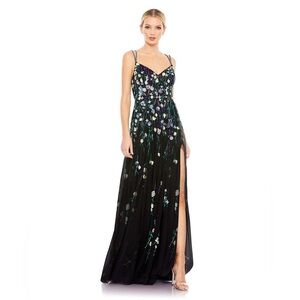 Mac Duggal 9172 Embellishes Spaghetti Strap V Neck A Line Gown NWT Sz. 4